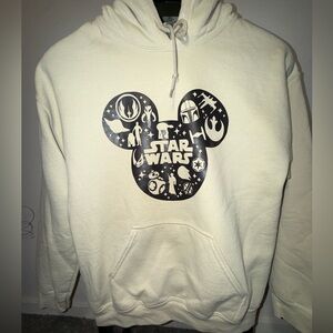 Star Wars Tan Sweatshirt With Hood Mickey Mouse Head Size medium